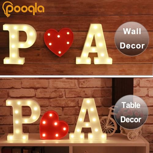Image of Pooqla LED Marquee Letter Lights Sign, Light Up Alphabet Letter for Home Party Wedding Decoration Q