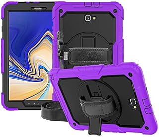 FANSONG Tablet Case Samsung Galaxy Tab A A6, Cover for 10.1 inch SM-T580 T585 Kids with Screen Protector 360° Stand Handle Shoulder Strap Shockproof Heavy for Samsung Galaxy Tab A 2016 A6 2018 Purple