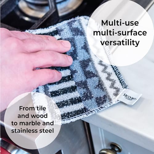 Skoy Scrub, Non-Scratching, Reusable Scrub for Kitchen and Household Use, Environmentally-Friendly, Dishwasher Safe, 2-Pack ââ‚¬â€œ Monochromatic Colors