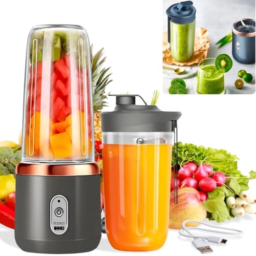 Image of DDN R Portable Blender Mixer Juicer for Home | Mini Blender for Smoothies & Juices | 2-Jar Capacity (400ml*2) | 40 Watts Fruit Mixers 1500 Mah USB Rechargeable Battery | Auto Stop 40 Seconds |
