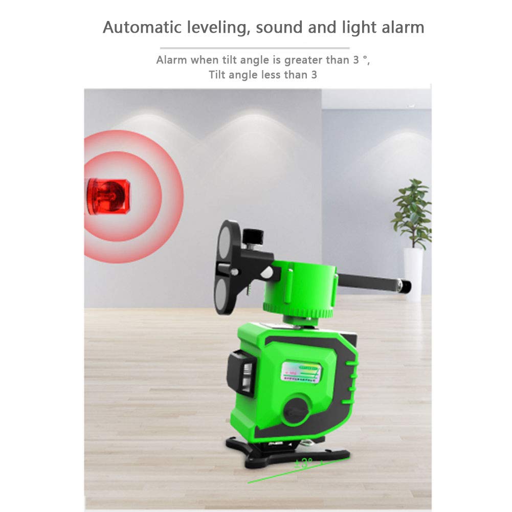 Niveles de láser verde 3D 8/12 líneas, 360 Horizontal Vertical Cruz Luz Verde/azul Nivel del Suelo Nivelación Nivelador Impermeable a Prueba de Polvo (Máquina integrada de alta precisión),H