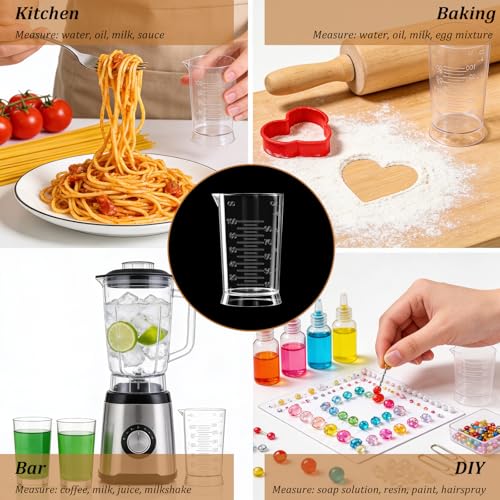Set de 2 vasos medidores de 4 oz transparentes miniatura 5