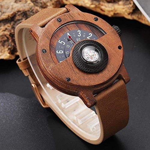 Holzuhr Creative Wood Watch Herrenuhren Plattenspieler Zifferblatt Real Walnut Ebony Wooden Man Watch Männlich Schwarz Braun Rot Rose Holz