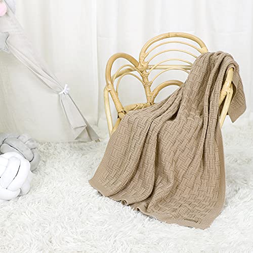 Lawkul Baby Crochet Blankets Knit Baby Blanket Waffle Weave Cellular Newborn Swaddle Receiving Cable Knit Blanket For Boys And Girls Gender Neutral Camel Blankets Size 40X30 Inches #TOP1