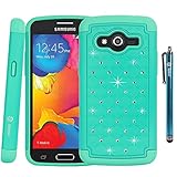 Galaxy Avant Case, Style4U Galaxy Avant Studded Rhinestone Crystal Bling Hybrid Armor Case Cover for Samsung Galaxy Avant G386 with 1 Stylus [Teal / Mint Green]
