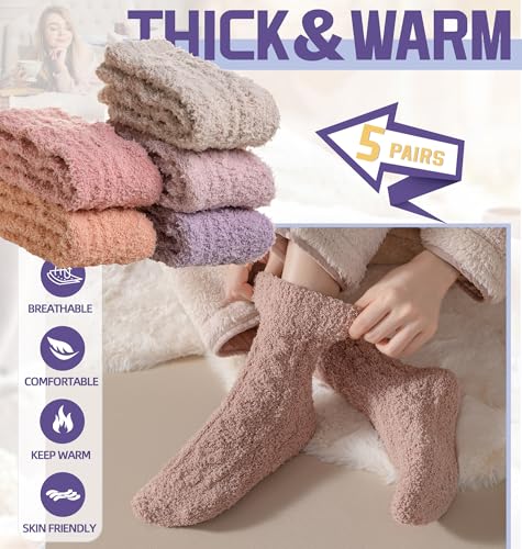 Image of DoSmart Fuzzy Socks For Women Slipper Warm Fluffy Soft Winter Cozy Plush Cabin Sleep Christmas Home Socks