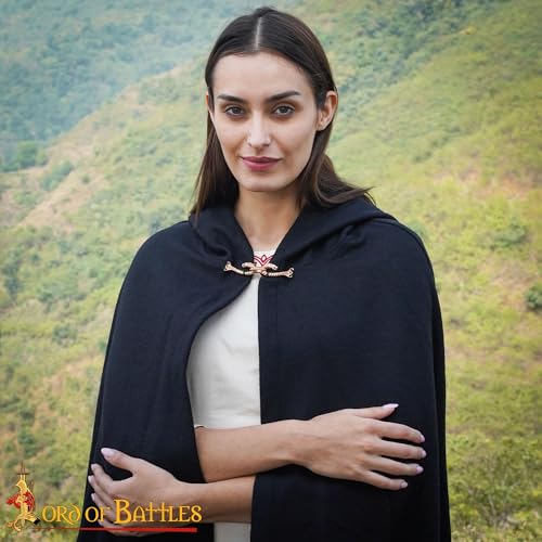 Image of Lord of Battles Medieval Cloak Clasp (Made of Bronze) | Viking Celtic Dragon Design Hook for Cloak Scarf, Shawl | Handmade Cloak Clasp Lost-Wax Cast Bronze
