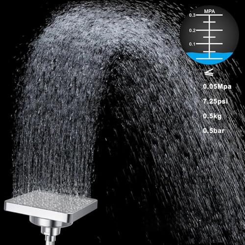 JINYOMFLY Kopfbrause Hochdruck mit Filter, 6 Zoll Regendusche mit Anti-Kalk-Düsen, Duschkopf Regendusche Wassersparend, Überkopfbrause Kopfbrausen Verstellbar, Quadratisch