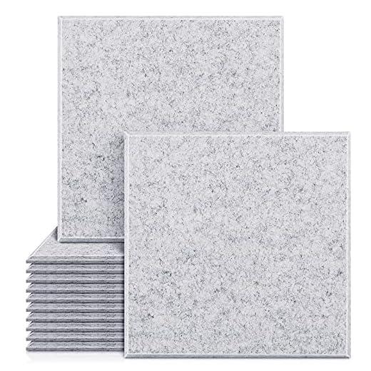 DEKIRU Upgraded 12 Pack Acoustic Panels, 12 X 12 X 0.4 Inches Sound Proofing Studio Foam Padding High Density Bevled Edge Tiles Soundproofing Panels, Great for Wall Decoration and Acoustic Treatment