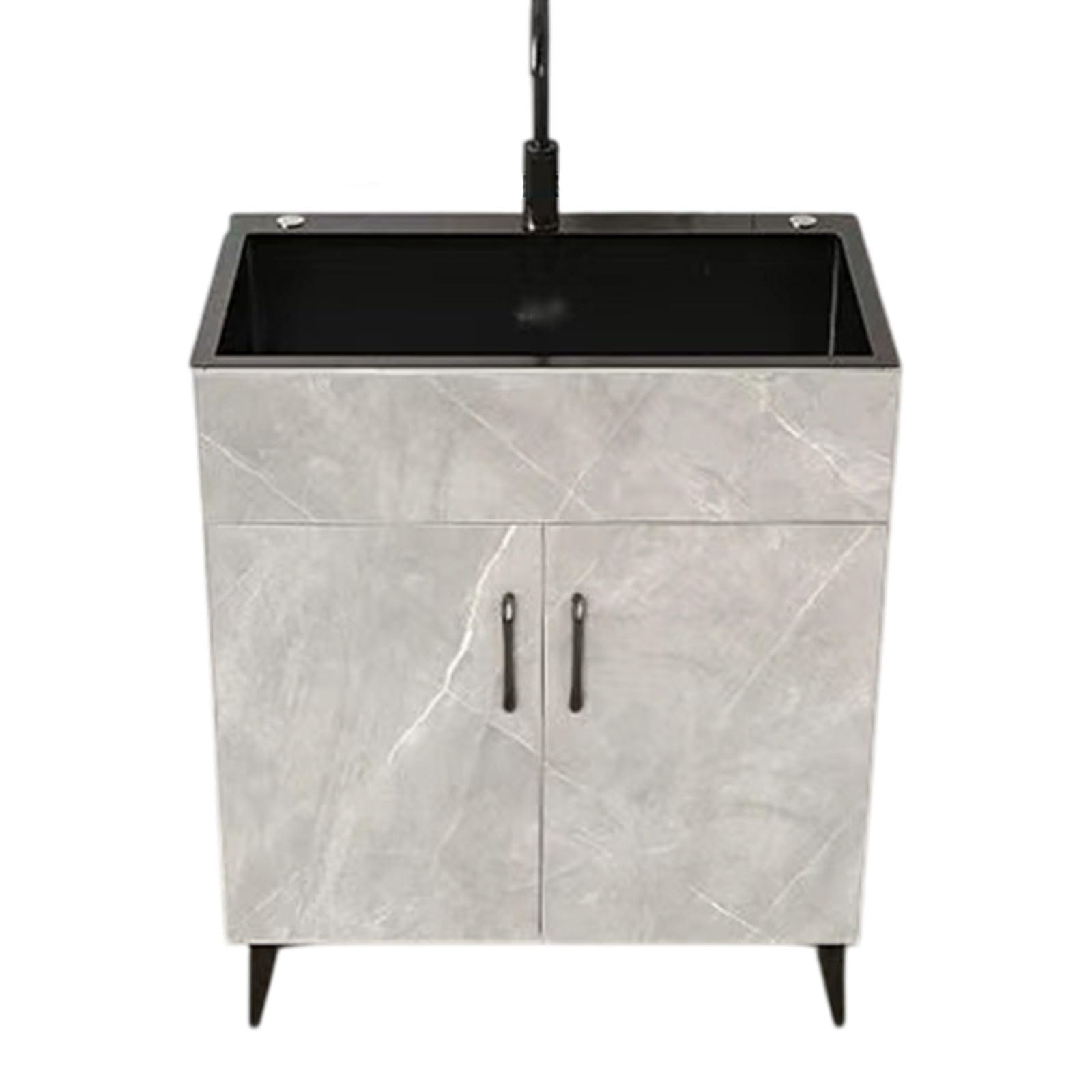 WBJGUOD Kitchen Sink Cabinet, Single Bowl Utility with Faucet and Storage Shelves Bathroom Commercial for Kitchen, Restaurant, Outdoor, Laundry