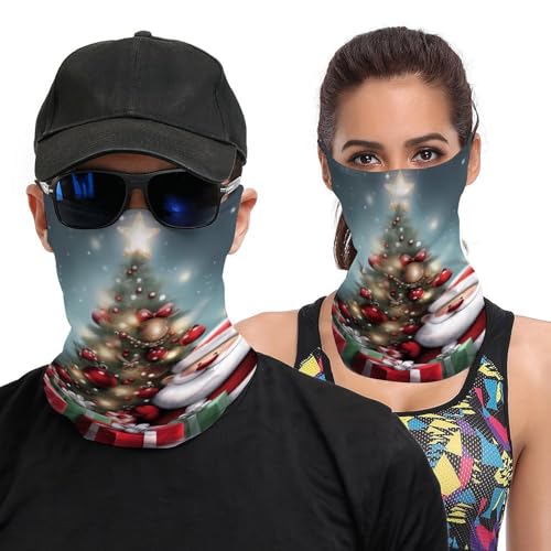 Neck Gaiter Merry Christmas Face Mask for Travel Face Cover Scarf for Men Women Elastic Headbands Wind-proof Bandana for Skiing Fishing Hiking Cycling