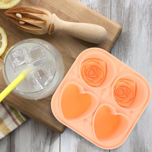 Molde de silicona para cubos de hielo formas rosa y corazón miniatura 5