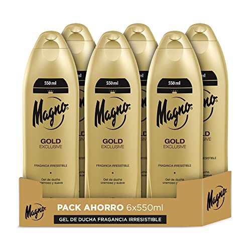 Magno - Gel de Ducha Gold - pack de 6 de 550ml (3.300ml) – Fragancia seductora – Ofrece cremosidad y suavidad