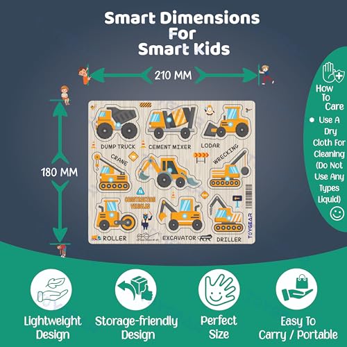 Image of Construction Eco Friendly Materials Wooden Learning Toys Puzzle for Brain Training /jorky Cutting Puzzle for Home /School /Non-Toxic /Education Memory Games for Baby Boy and Girl