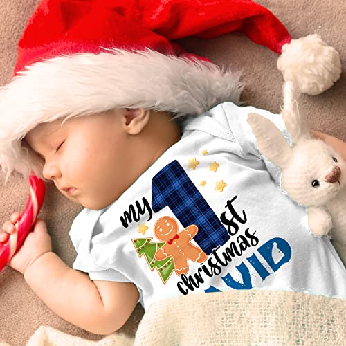 PEOPLE PEOPLE Personalized Girl Boy Christmas Baby Onesies w/Name - 9 Design -Custom My 1st Noel Bebe Bodysuit Clothes, Christma Kids Gift C1, White, Newborn, 3M, 6M, 12M, 18M, 24M3