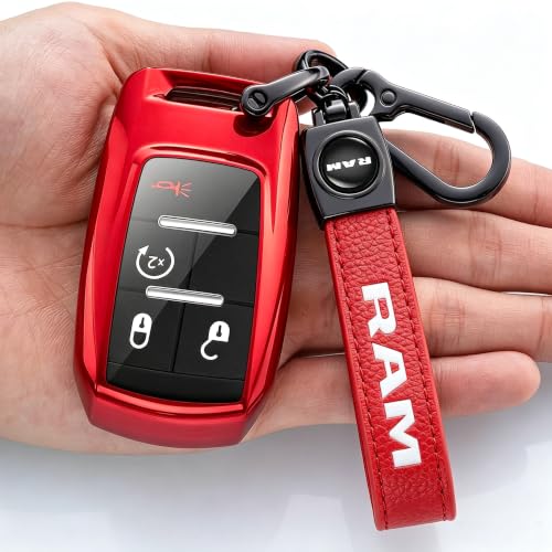 Image of Leather car Keychain 07 Set for Men and Women Family Present Keychain Key Ring Lanyard (red)