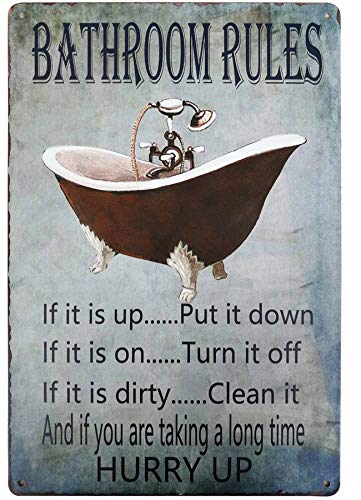 Divertente decorazione per la casa con regole del bagno Decorman Segni e bar cucina ristorante decorazione da parete decorazione regalo decorazione da parete poster cartello metallico 20 x 30 cm