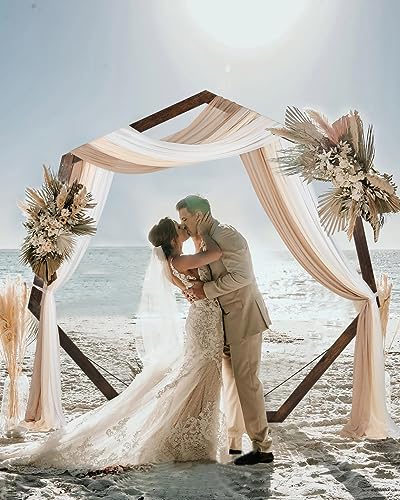 DearHouse Wooden Wedding Arch, 7.2FT Heptagona Wooden Arch for Wedding Arbor Backdrop Stand for...