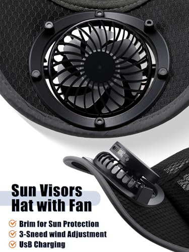 Image of Yaomiao 2 Pcs Solar Baseball Cap with Fan Unisex Sun Protection USB Charging Fan Mesh Hat for Summer Outdoor