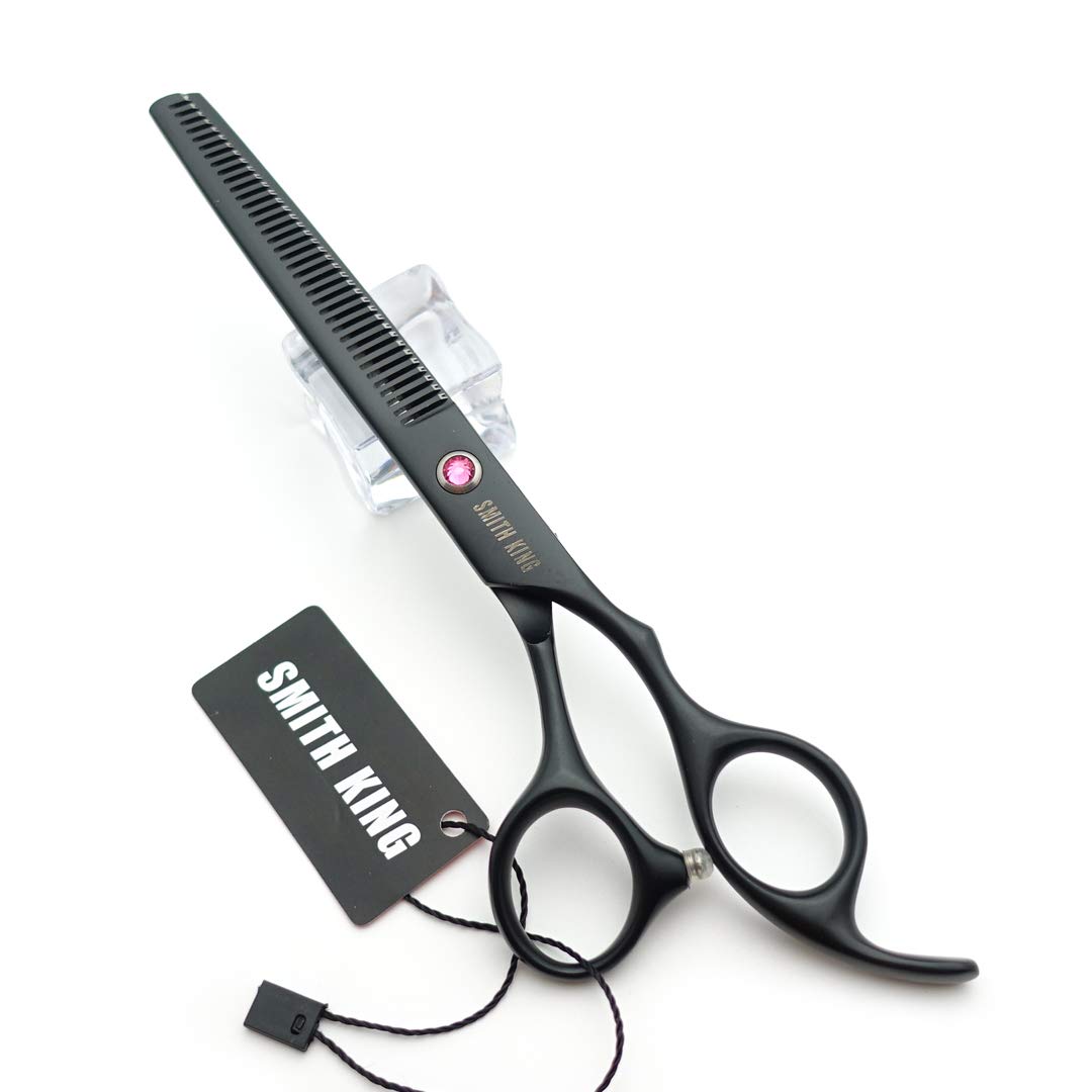 Jeu de ciseaux à cheveux de 7,0 pouces Ciseaux de coupe de cheveux et ciseaux à effiler avec des peignes de rasoir dans 1 ensemble (Noir)