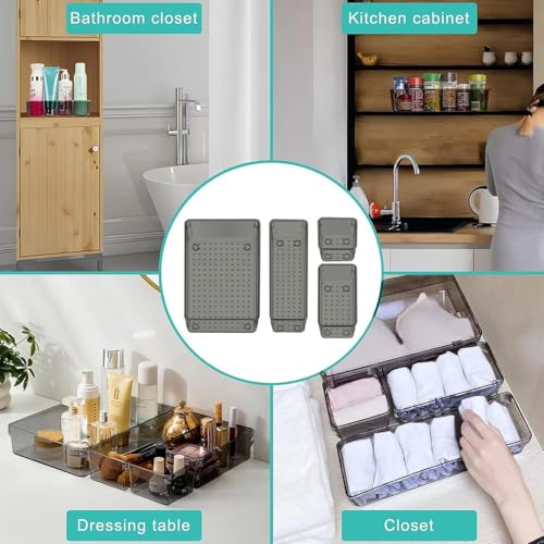 Image of TONY STARK 20-Piece Unbreakable /Non scratchable Drawer Organizer Set|Multi-Purpose Storage & Divider Trays in 4 Sizes|Dressing Table & Cosmetic Organizer|Kitchen, Office, Bathroom & Bedroom (Black)