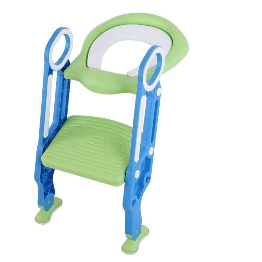 Step Stools Portable Toilet Ladder Ladder Folding Toilet with Safe Armrests Anti Slip Step Stool and Pedals PP Material Trainer Ladders(Blue Green)