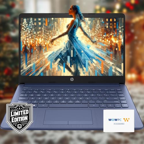 Image of HP 14 Laptop • Back to School Limited Edition with Microsoft 365 • 4-Core Intel CPU • 4GB RAM •1600GB Storage (64GB OnBoard + 512GB External + 1TB OneDrive) • Royal Blue • w /WOWPC Bundle • Win 11