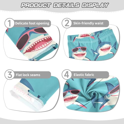 Shark in Sunglass Girls Leggings,Workout Leggings for Girls Toddler Athletic Legging Size for 3-10T3