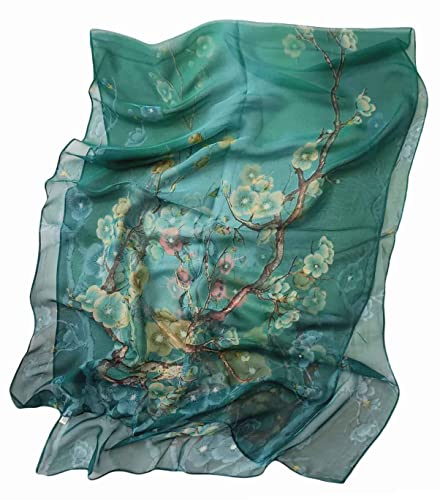 Image of Pokeedioty Scarfs for Women Lightweight Scarves Elegant Floral Pattern Sheer Scarfs Shawls Wraps