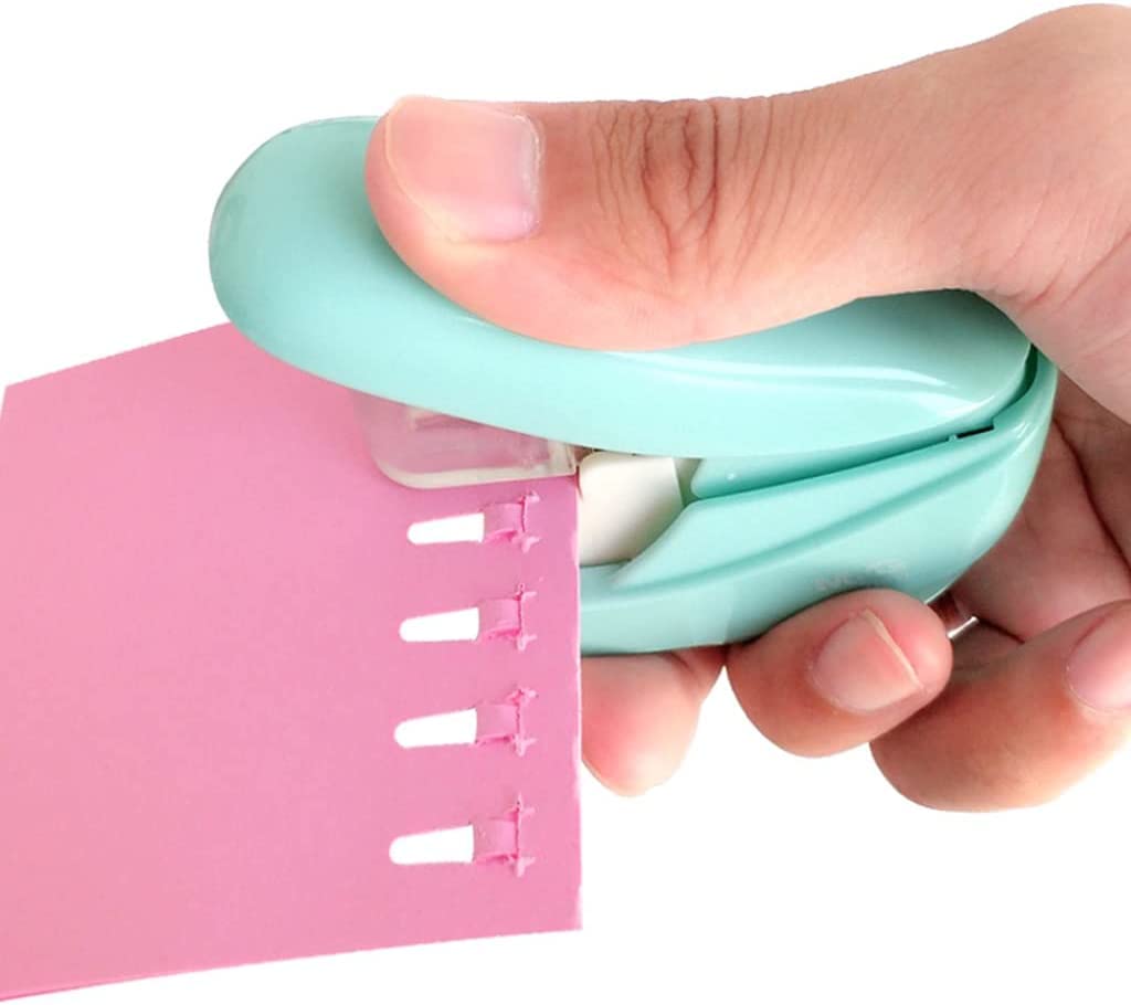 Grapadora, grapadora de oficina, grapadora de escritorio, grapadora sin grapas Encuadernación de 5 hojas for el aula escolar o accesorios de escritorio Grapadora portátil sin agujas que ahorra mano de