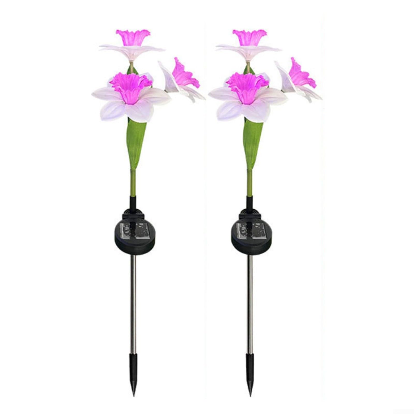Lampe solaire jonquille étanche IP65 lot de 2 déco jardin jaune fleur lumineuse extérieur exterior