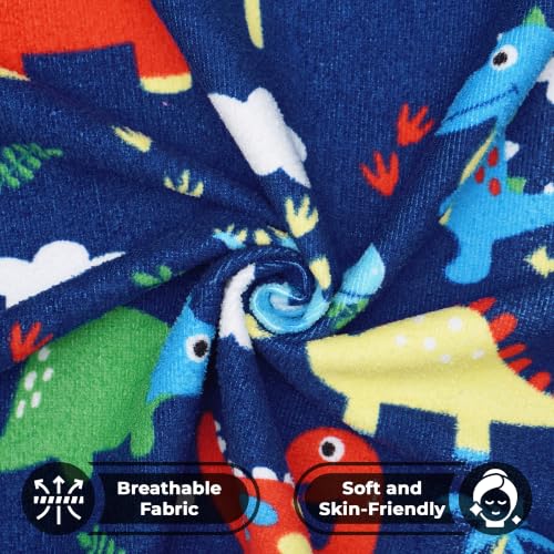 Image of Kids Poncho Towel 120x60 CM, Dinosaurs, Navy Blue