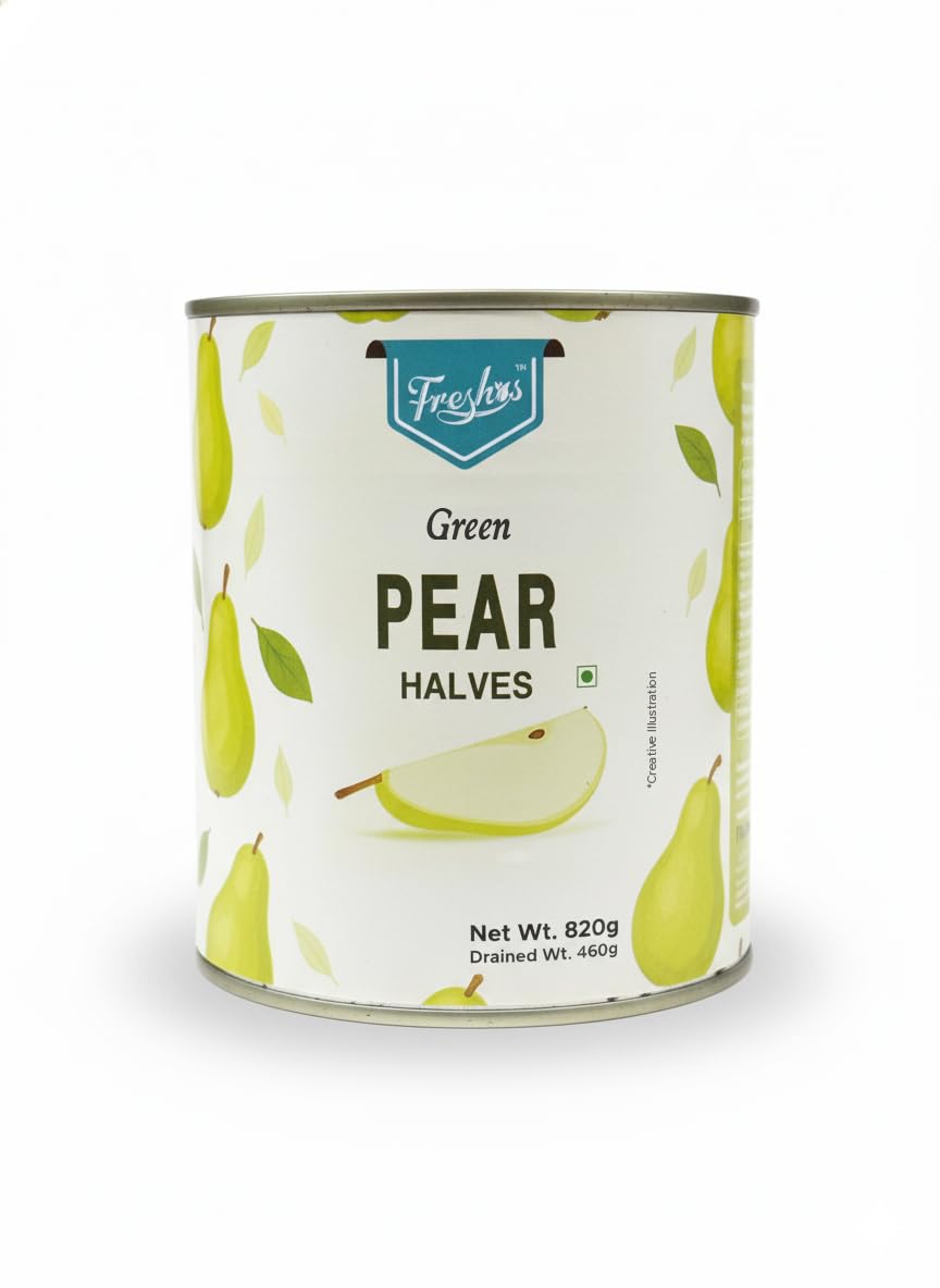 Freshos Green Pear Halves in Syrup – 820g Canned Fruit, Juicy & Fresh Taste
