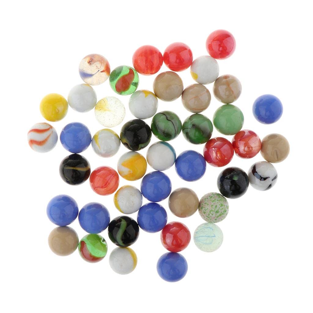 ATORSE 45Pcs 16Mm Colorful Glass Marbles, Kids Marble Run Game, Marble Solitaire Toy Accs Vase Filler & Fish Tank Home Decor-image-38