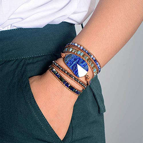 Image of Boho Wrap Bracelet for Women, Handmade Natural Imperial Jasper Multi-Layer Stone Beaded Bracelet, Bohemian Healing Crystal Stone Jewelry Gifts