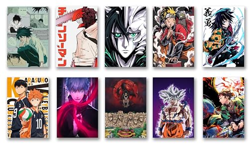 Image of VEENSHI Set of 20 Mix Anime Wall Posters | Wall Poster of Anime | 300 GSM Thick Poster of Anime | 12x8 inch