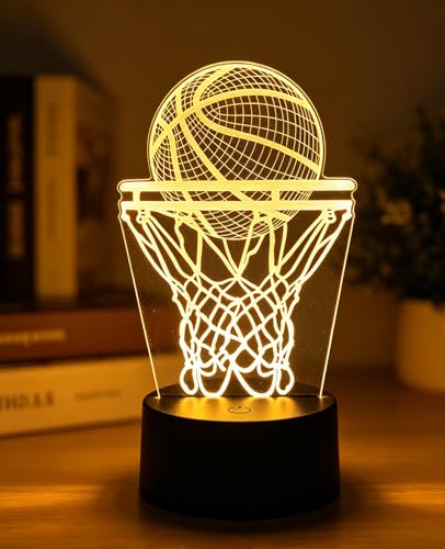 Lampe Basketball 3D Decorative, Lampe De Chevet Chambre Intelligente À 7 Couleurs Pour Enfants, Veilleuse LED Décorative Chambre Ado Pour À Coucher, Cadeau...
