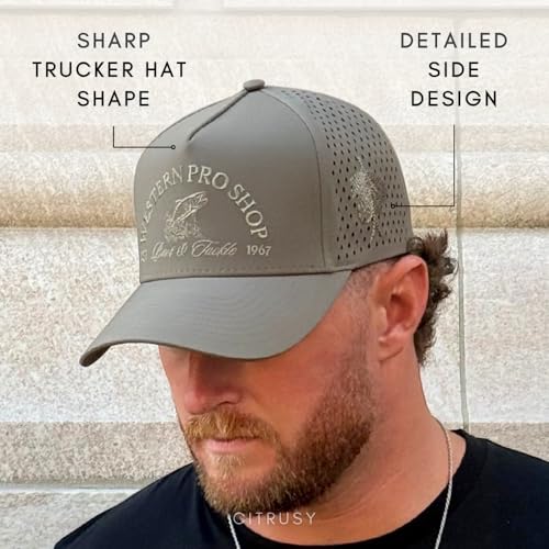 Image of CITRUSY Athletic Trucker Golf Hat | Performance Mens 5 Panel Cap | Cool Breathable Waterproof Workout Running Snapback