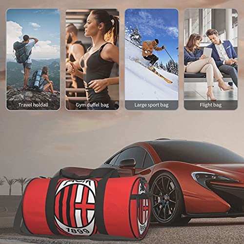 A.C. Milan Foldable Travel Duffel Bag, Waterproof Carry On Luggage Bag, Lightweight Travel Luggage Bag For Sports, Gym, Vacation