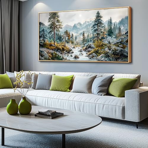 ERQINHUA Large Canvas Wall Decor For Bedroom Wall Art For Living Room Office Decor Forest Tree Paintings Rivulet View landscape Wall Pictures Printing Artwork Modern Home Decor Wood Framed 30x60 In