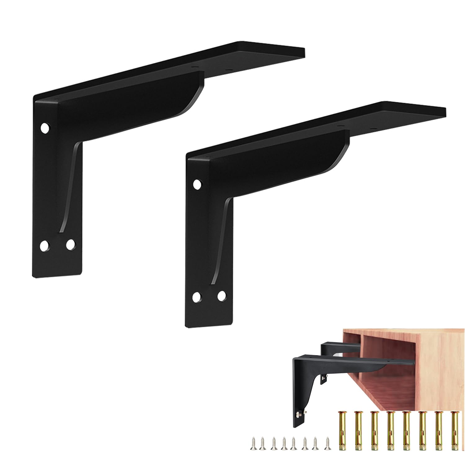 Quanerba Soporte Estanteria Pared, Montados en la Pared Soporte de Estante , Scuadras Para Estanterias, Escuadras Metalicas Invisibles, Soporte Balda Flotante Pared(2 Piezas, 16in/40cm-Carga 110kg)