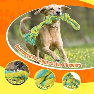 Tough Dog Toy Ropes for Large/Medium Aggressive Chewers, 2 Nearly Indestructible Dog Chew Toys, Tug of War Dog Toy for Large Breed, 100% Natural Cotton for Teeth Cleaning