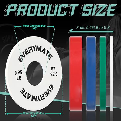 Image of EVERYMATE Fractional Micro Weight Plates Set of 8 Weight Plate Pair of 0.25LB 0.5LB 0.75LB 1 LB for Olympic Barbells for Strength Training Micro Plates Weight Plate