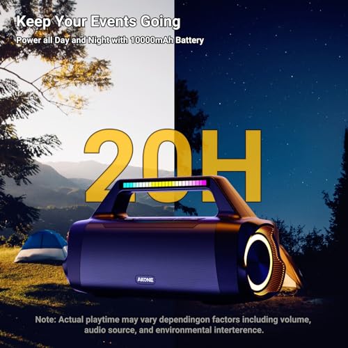 Portable Bluetooth Outdoor Speaker: 80W Loud Sound Wireless Durable Large Bocina with Lights Powerful Deep Bass Subwoofer TWS Stereo Sound Big Boombox Waterproof for Party Beach Camping Garage - Image 6