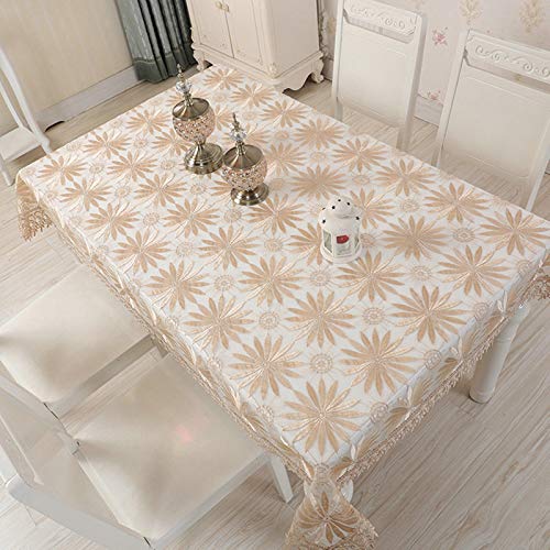 Nappe broderie de fleurs 150x150cm polyester decorative moderne pour table basse et buffet - 3