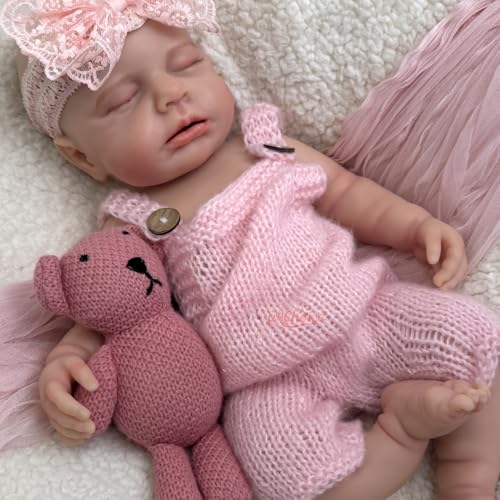 Muñeca Reborn de Silicona de Cuerpo Completo de 45 cm Con Boca Abierta, Recién Nacida Durmiendo, Suave al Tacto, Anatómicamente Correcta, Regalo de Navidad – Bild 7