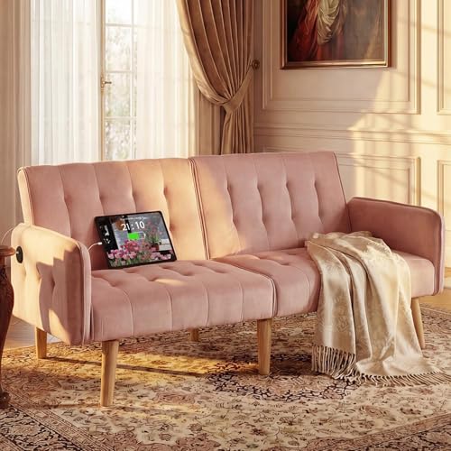 TYBOATLE 65' W Velvet Modern Convertible Folding Futon Couch...