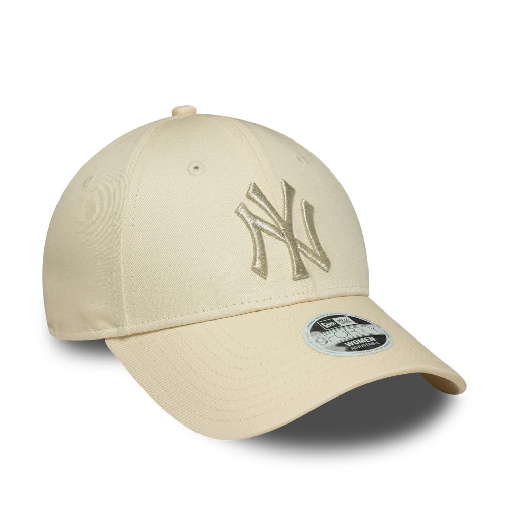 New Era 9FORTY Gorra de béisbol de los Yankees de Nueva York para mujer - Crema claro - Talla única