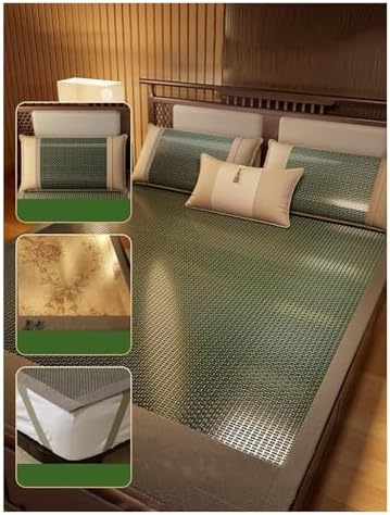 Summer Bamboo Sleeping Mat - Cool Rattan Pad | Soft, Smooth, Tightly Woven Comfort for Hot Weather | Ideal for Home & Camping | Gray 150x190cm (59x74.8in)