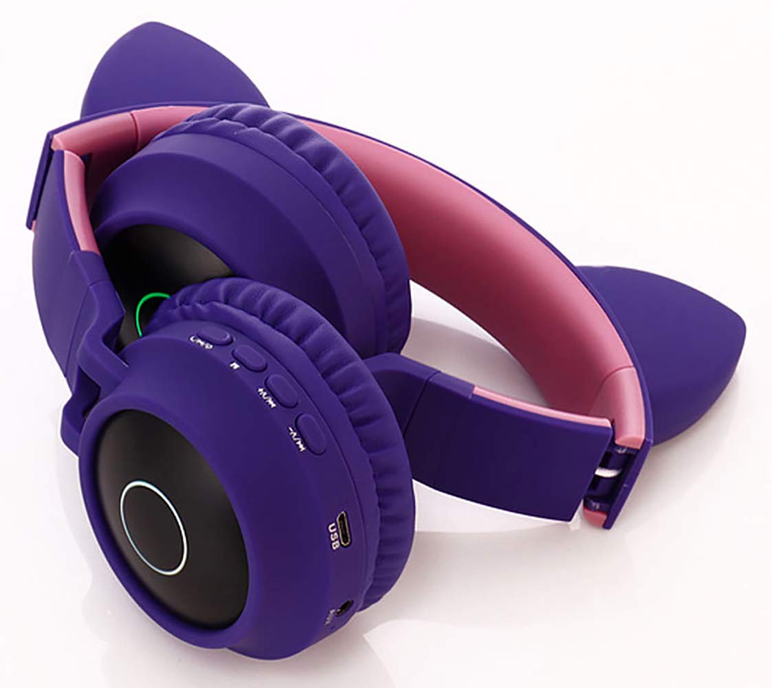 Bezprzewodowy zestaw słuchawkowy Bluetooth, jasnofioletowy składany zestaw słuchawkowy Bluetooth Smart Sports 3,5 mm komputer, wpuszczany mikrofon (wiele kolorów)